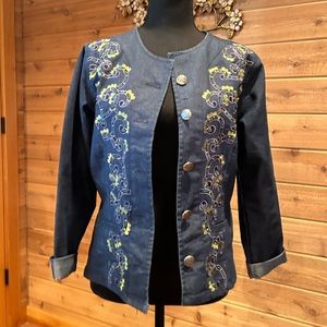 Beautiful embroidered vintage Y2K denim jacket by Choices.